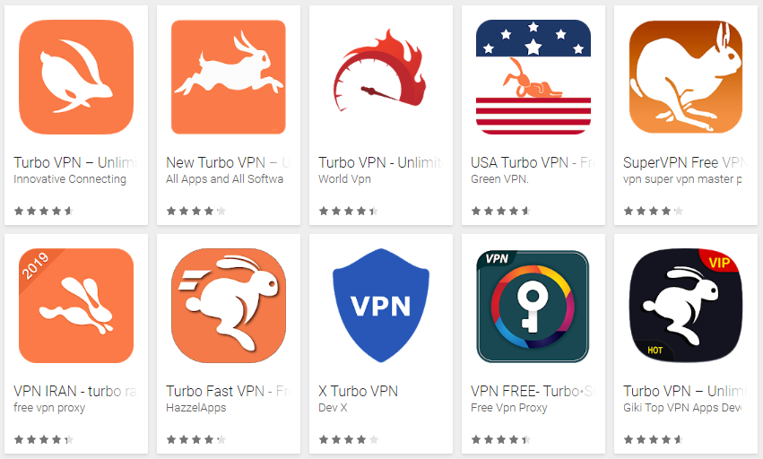 Turbo VPN - fake versions on Google Play