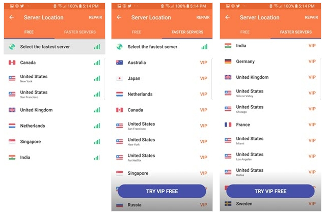 Turbo VPN server locations